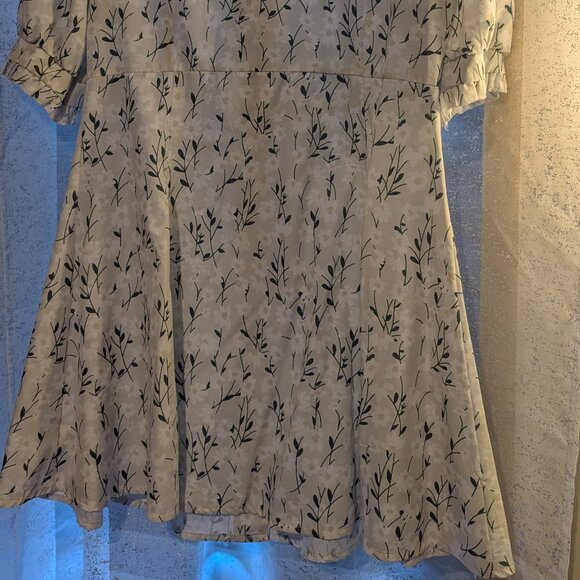 Green Button-Up Floral Ruffle Peter Pan Collar Dress 8 - Picture 4 of 8